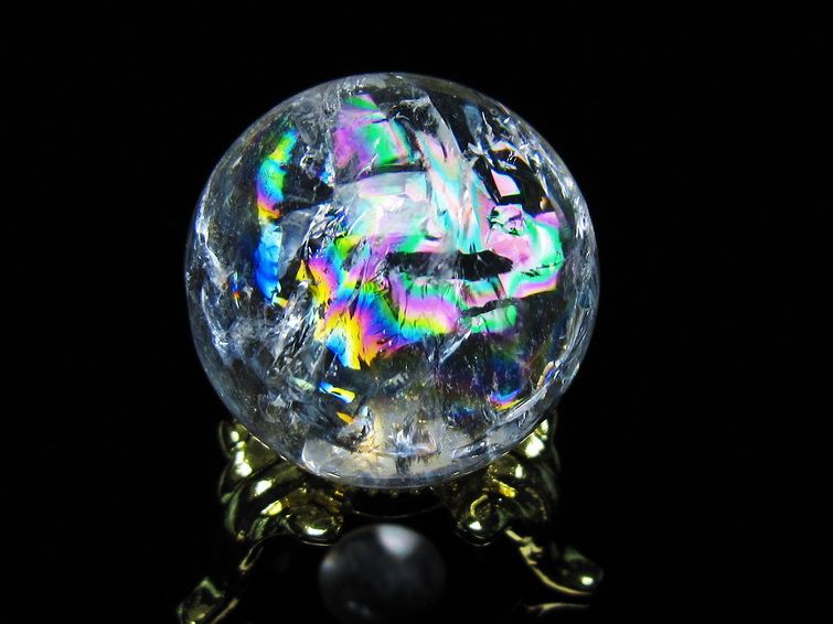 アイリスクォーツ 水晶 丸玉 虹入り 26mm 水晶玉 置物 スフィア 141-6915 [sold out]