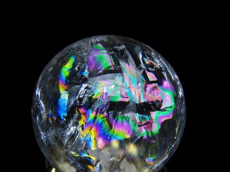 アイリスクォーツ 水晶 丸玉 虹入り 26mm 水晶玉 置物 スフィア 141-6915 [sold out]