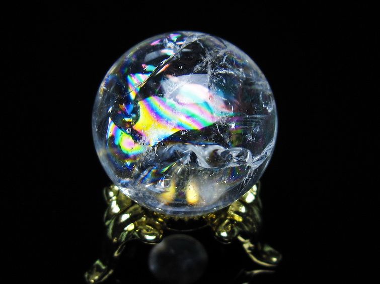 アイリスクォーツ 水晶 丸玉 虹入り 25mm 水晶玉 置物 スフィア 141-6916 [sold out]