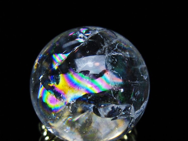 アイリスクォーツ 水晶 丸玉 虹入り 25mm 水晶玉 置物 スフィア 141-6916 [sold out]