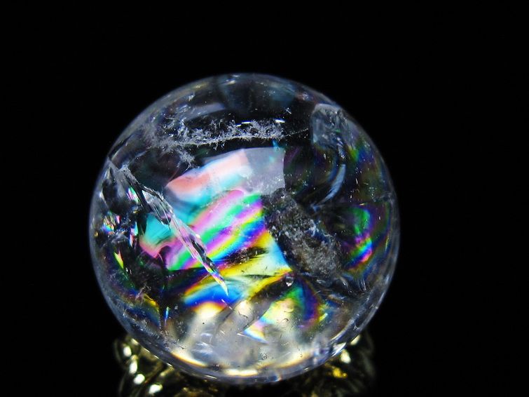 アイリスクォーツ 水晶 丸玉 虹入り 25mm 水晶玉 置物 スフィア 141-6916 [sold out]