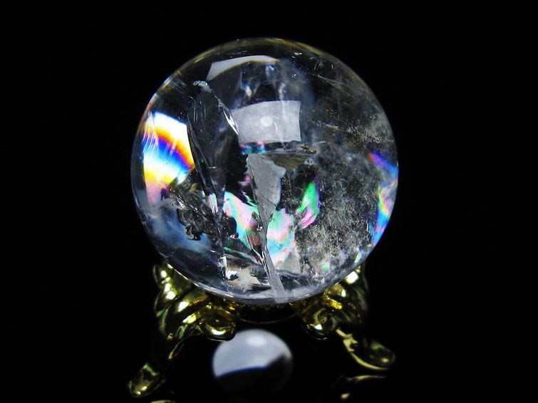 アイリスクォーツ 水晶 丸玉 虹入り 27mm 水晶玉 置物 スフィア 141-6918 [sold out]