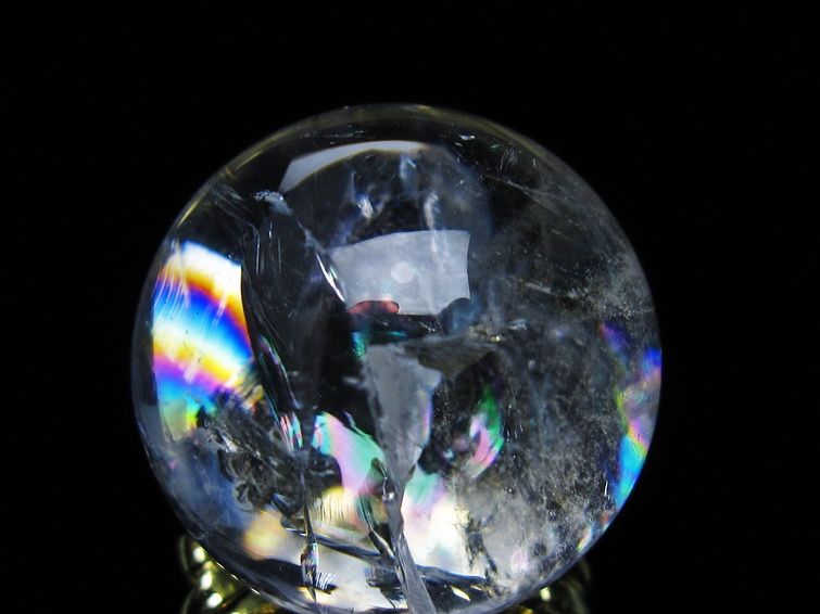 アイリスクォーツ 水晶 丸玉 虹入り 27mm 水晶玉 置物 スフィア 141-6918 [sold out]