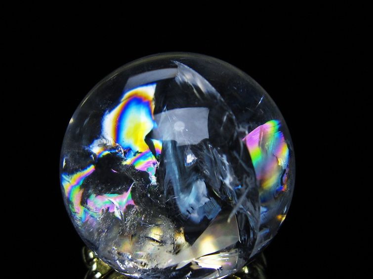 アイリスクォーツ 水晶 丸玉 虹入り 27mm 水晶玉 置物 スフィア 141-6918 [sold out]