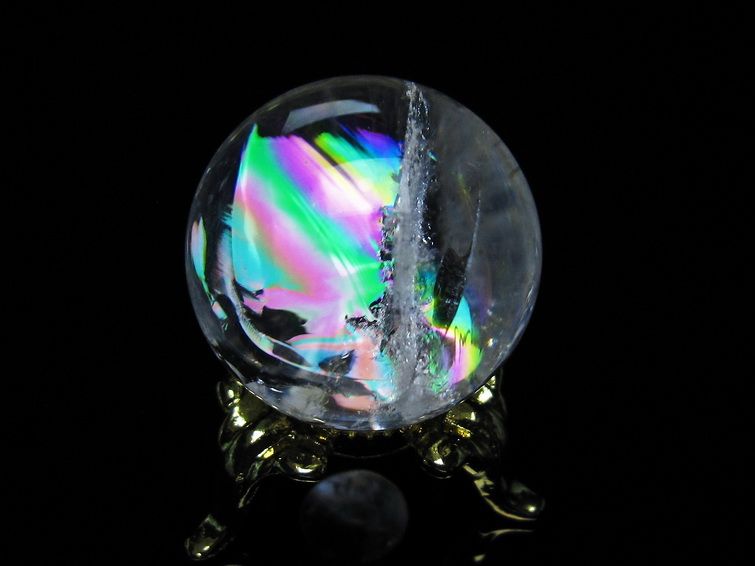 アイリスクォーツ 水晶 丸玉 虹入り 27mm 水晶玉 置物 スフィア 141-6919 【sold out】
