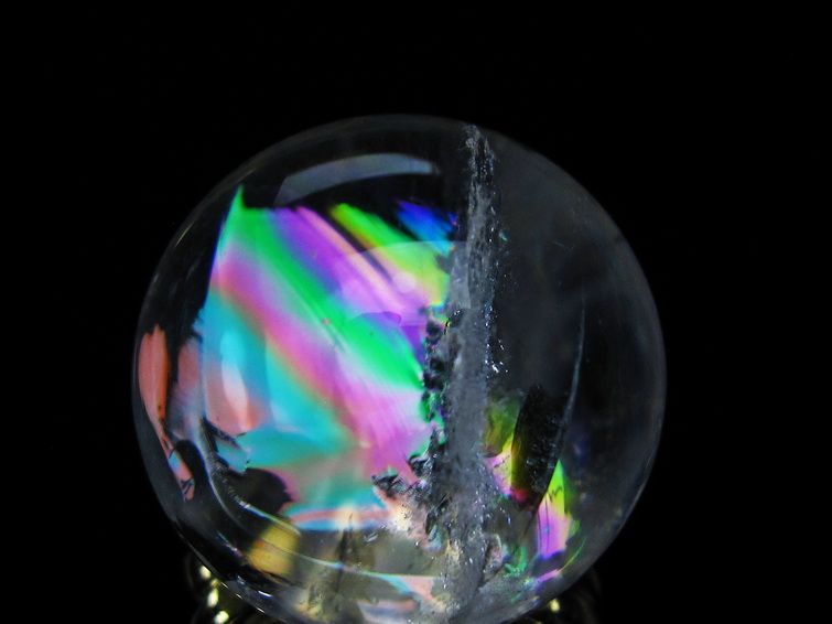 アイリスクォーツ 水晶 丸玉 虹入り 27mm 水晶玉 置物 スフィア 141-6919 【sold out】