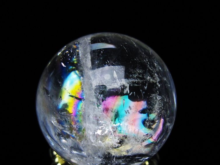 アイリスクォーツ 水晶 丸玉 虹入り 27mm 水晶玉 置物 スフィア 141-6919 【sold out】