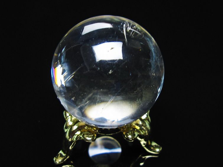 アイリスクォーツ 水晶 丸玉 虹入り 28mm 水晶玉 置物 スフィア 141-6920 [sold out]