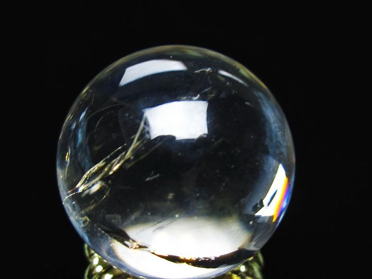アイリスクォーツ 水晶 丸玉 虹入り 28mm 水晶玉 置物 スフィア 141-6920 [sold out]