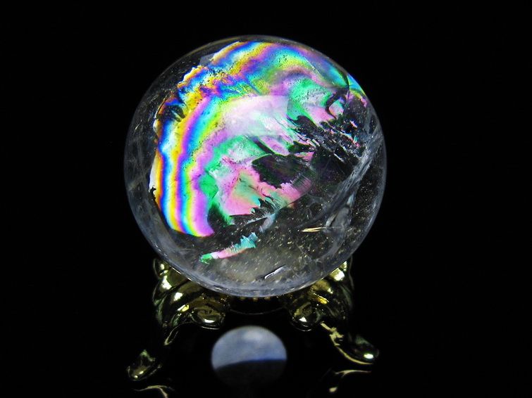 アイリスクォーツ 水晶 丸玉 虹入り 28mm 水晶玉 置物 スフィア 141-6921 [sold out]