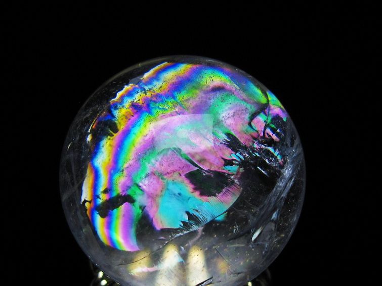 アイリスクォーツ 水晶 丸玉 虹入り 28mm 水晶玉 置物 スフィア 141-6921 [sold out]