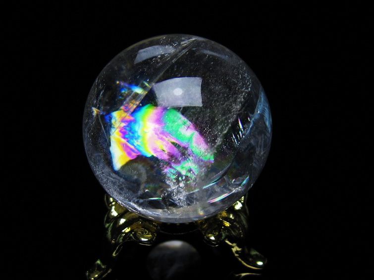 アイリスクォーツ 水晶 丸玉 虹入り 28mm 水晶玉 置物 スフィア 141-6921 [sold out]