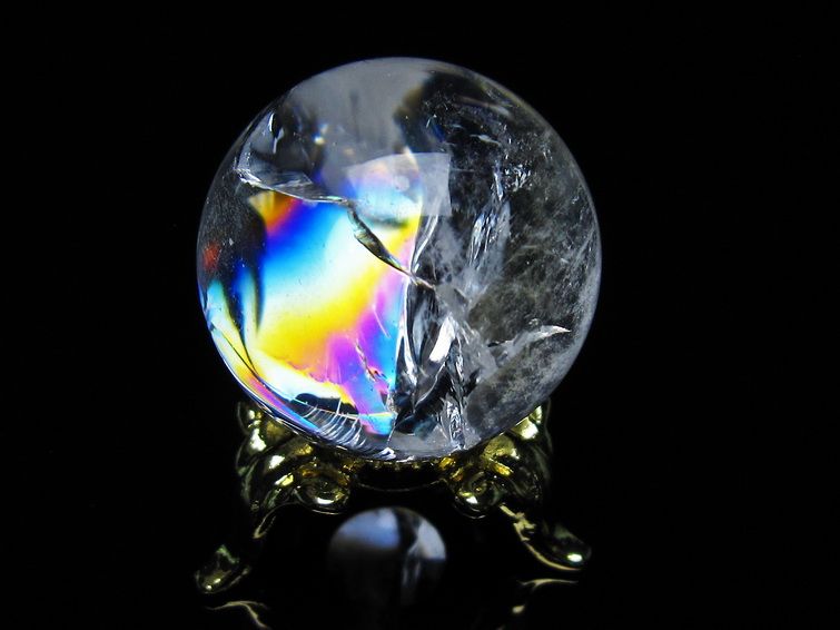 アイリスクォーツ 水晶 丸玉 虹入り 28mm 水晶玉 置物 スフィア 141-6922 [sold out]