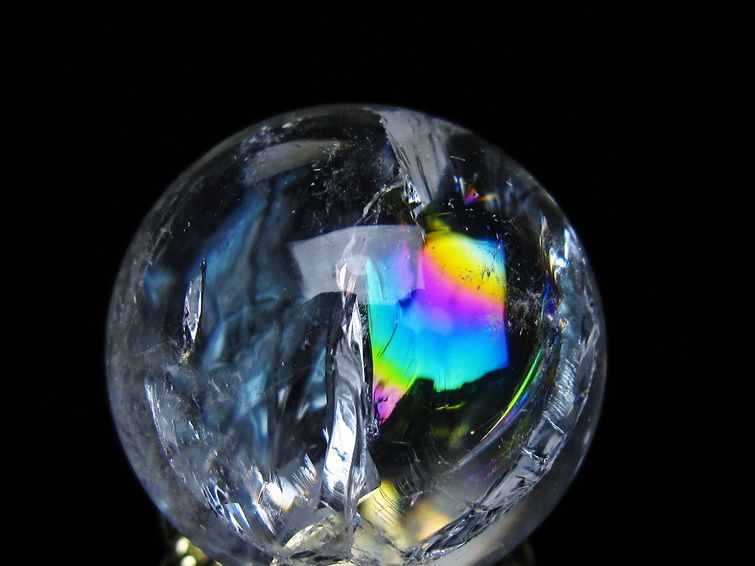 アイリスクォーツ 水晶 丸玉 虹入り 28mm 水晶玉 置物 スフィア 141-6922 [sold out]