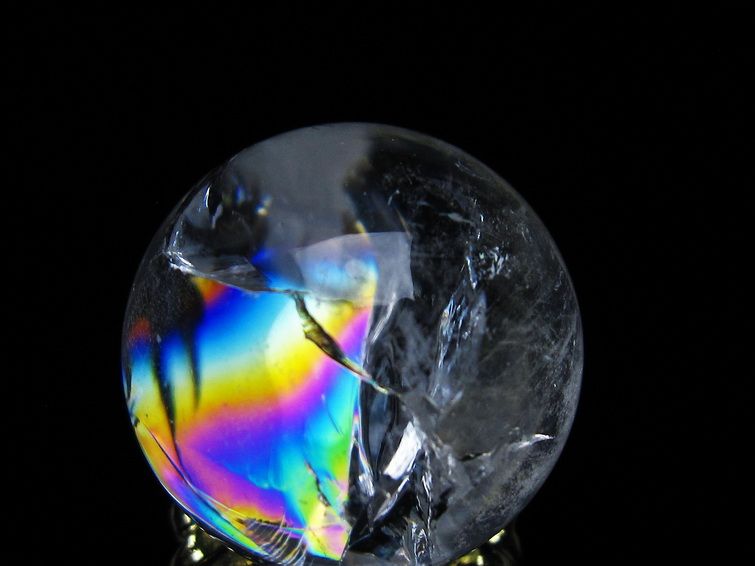 アイリスクォーツ 水晶 丸玉 虹入り 28mm 水晶玉 置物 スフィア 141-6922 [sold out]