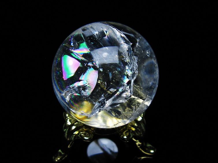 アイリスクォーツ 水晶 丸玉 虹入り 28mm 水晶玉 置物 スフィア 141-6923 【sold out】