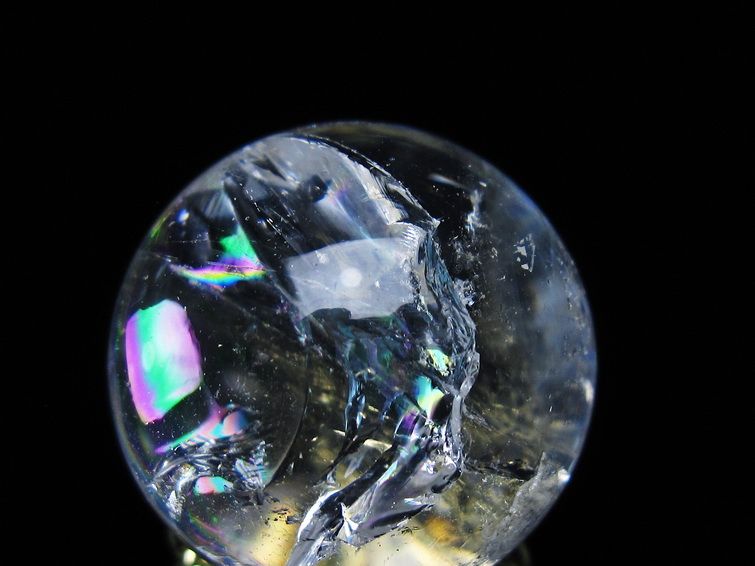 アイリスクォーツ 水晶 丸玉 虹入り 28mm 水晶玉 置物 スフィア 141-6923 【sold out】