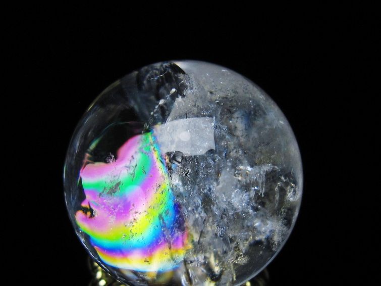 アイリスクォーツ 水晶 丸玉 虹入り 28mm 水晶玉 置物 スフィア 141-6924 【sold out】