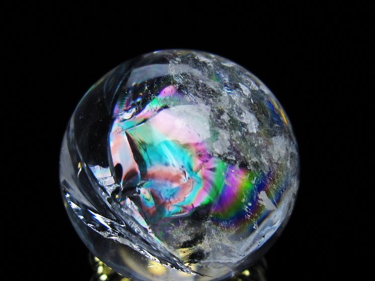 アイリスクォーツ 水晶 丸玉 虹入り 28mm 水晶玉 置物 スフィア 141-6926