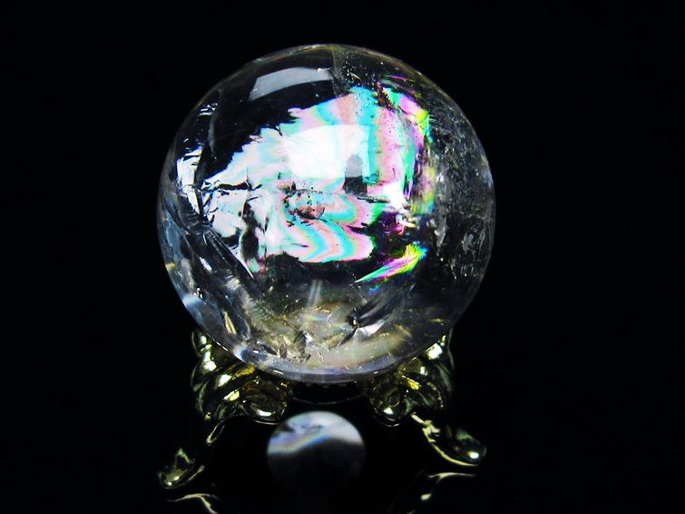 アイリスクォーツ 水晶 丸玉 虹入り 28mm 水晶玉 置物 スフィア 141-6929 [sold out]