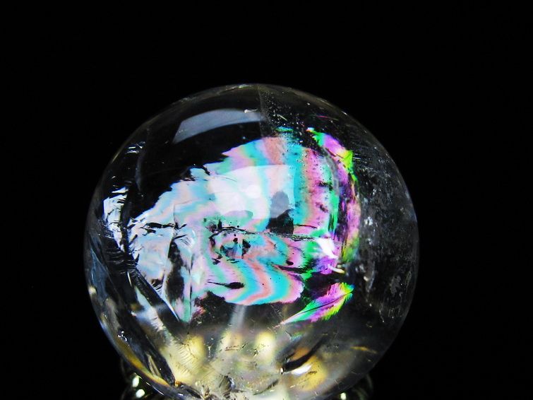 アイリスクォーツ 水晶 丸玉 虹入り 28mm 水晶玉 置物 スフィア 141-6929 [sold out]