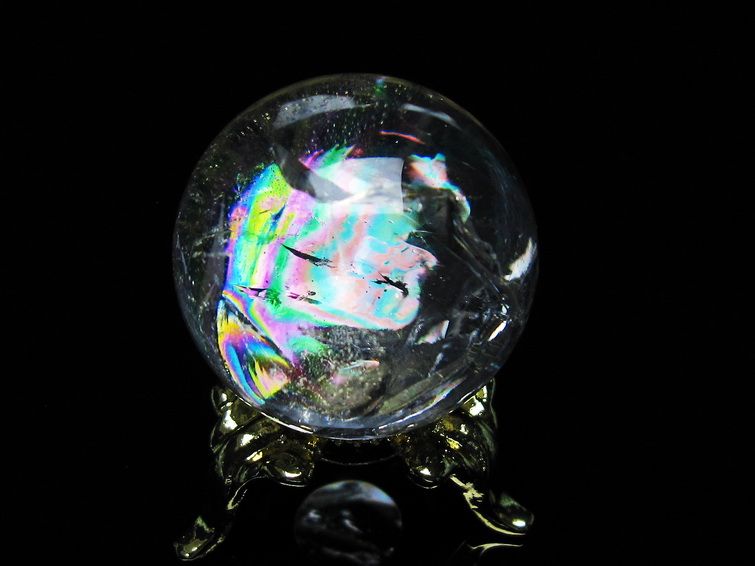 アイリスクォーツ 水晶 丸玉 虹入り 28mm 水晶玉 置物 スフィア 141-6929 [sold out]