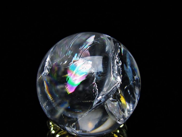 アイリスクォーツ 水晶 丸玉 虹入り 28mm 水晶玉 置物 スフィア 141-6930