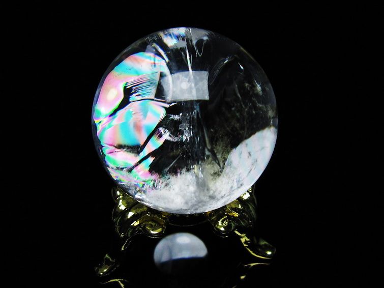 アイリスクォーツ 水晶 丸玉 虹入り 28mm 水晶玉 置物 スフィア 141-6931 【sold out】