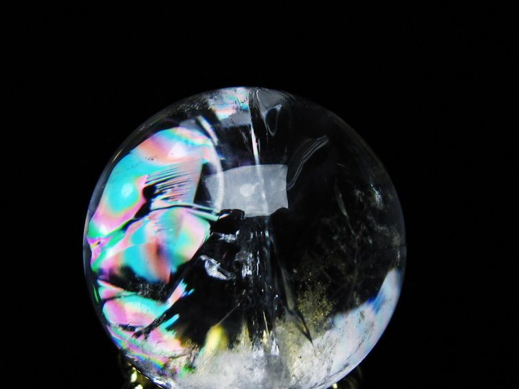 アイリスクォーツ 水晶 丸玉 虹入り 28mm 水晶玉 置物 スフィア 141-6931 【sold out】