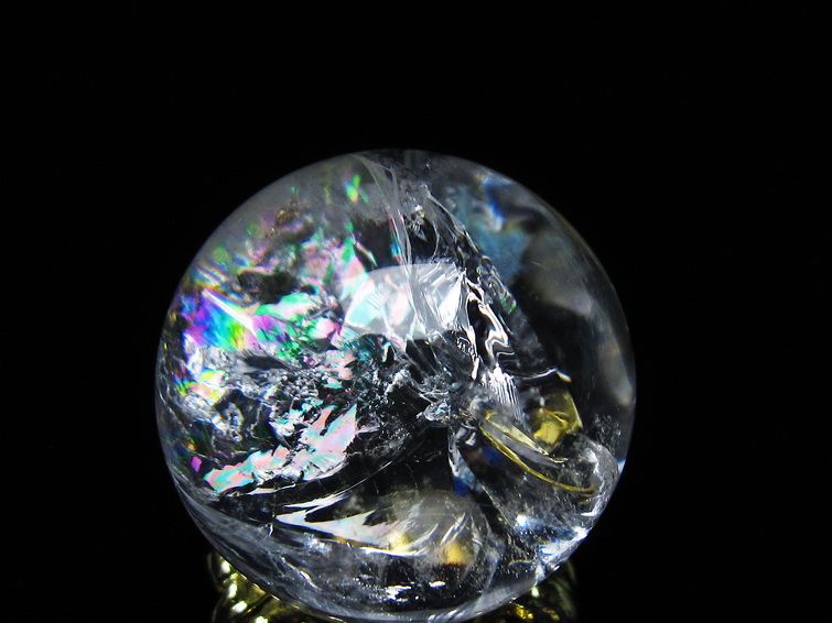 アイリスクォーツ 水晶 丸玉 虹入り 28mm 水晶玉 置物 スフィア 141-6931 【sold out】