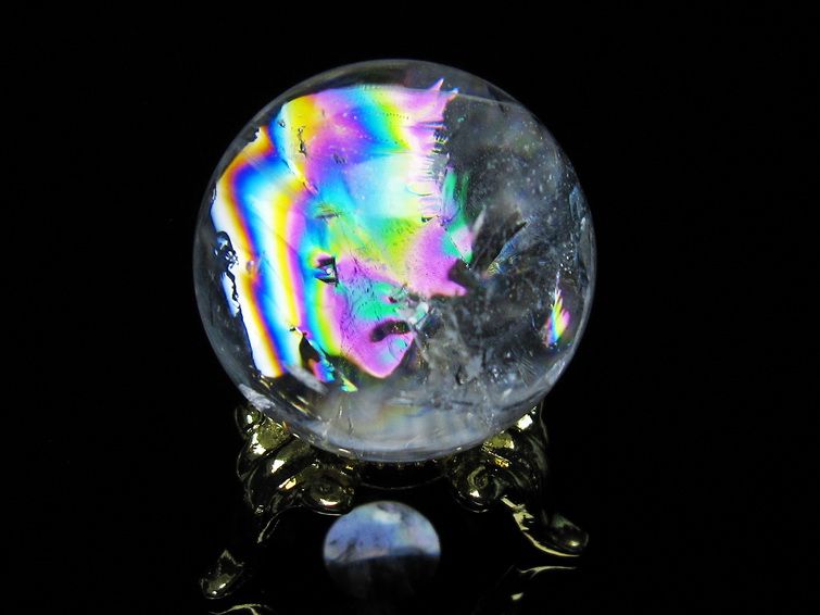 アイリスクォーツ 水晶 丸玉 虹入り 28mm 水晶玉 置物 スフィア 141-6932 [sold out]