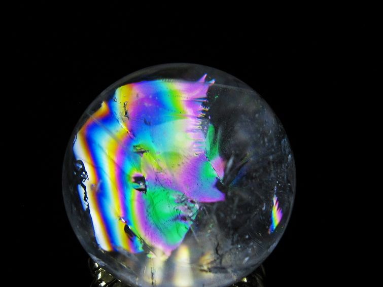 アイリスクォーツ 水晶 丸玉 虹入り 28mm 水晶玉 置物 スフィア 141-6932 [sold out]
