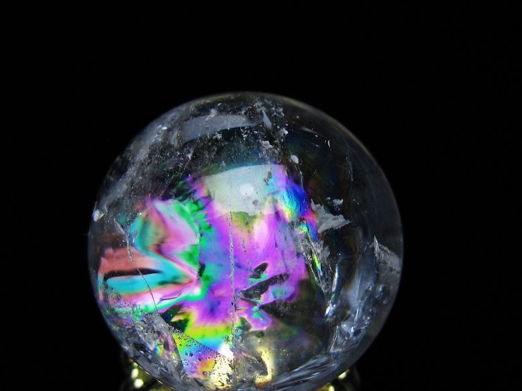 アイリスクォーツ 水晶 丸玉 虹入り 28mm 水晶玉 置物 スフィア 141-6932 [sold out]