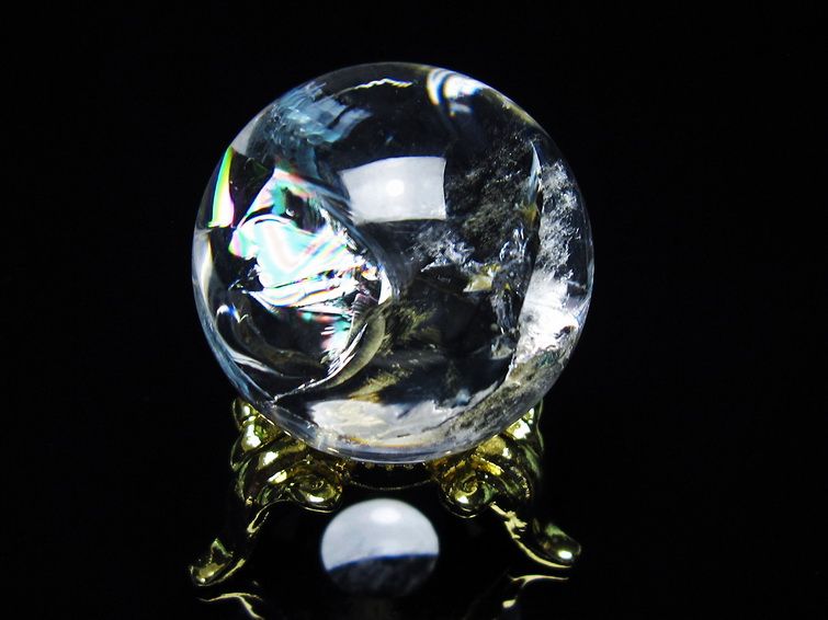 アイリスクォーツ 水晶 丸玉 虹入り 28mm 水晶玉 置物 スフィア 141-6936