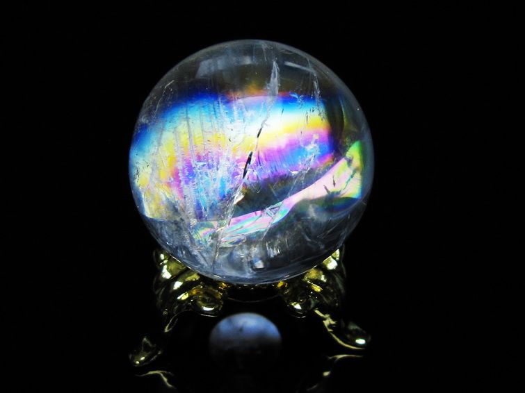 アイリスクォーツ 水晶 丸玉 虹入り 28mm 水晶玉 置物 スフィア 141-6938 [sold out]