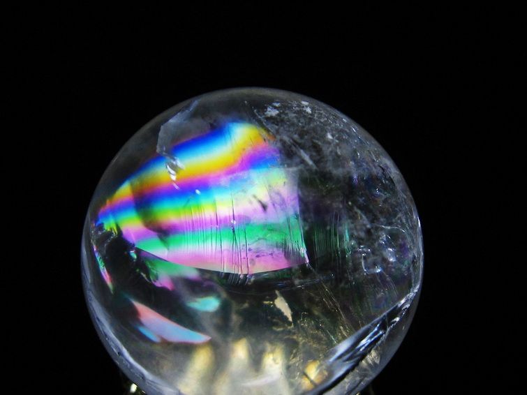 アイリスクォーツ 水晶 丸玉 虹入り 28mm 水晶玉 置物 スフィア 141-6938 [sold out]