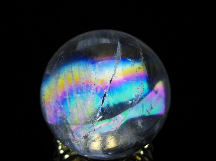 アイリスクォーツ 水晶 丸玉 虹入り 28mm 水晶玉 置物 スフィア 141-6938 [sold out]