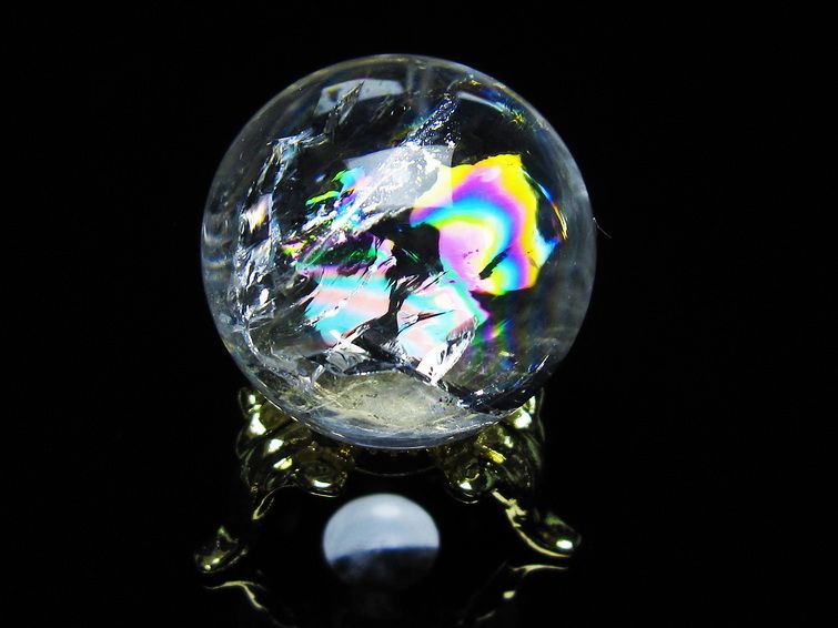 アイリスクォーツ 水晶 丸玉 虹入り 28mm 水晶玉 置物 スフィア 141-6939 [sold out]