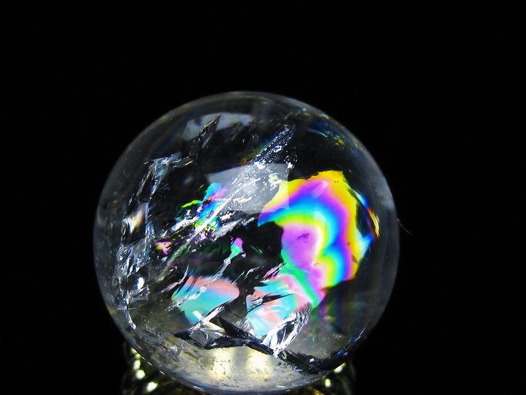 アイリスクォーツ 水晶 丸玉 虹入り 28mm 水晶玉 置物 スフィア 141-6939 [sold out]