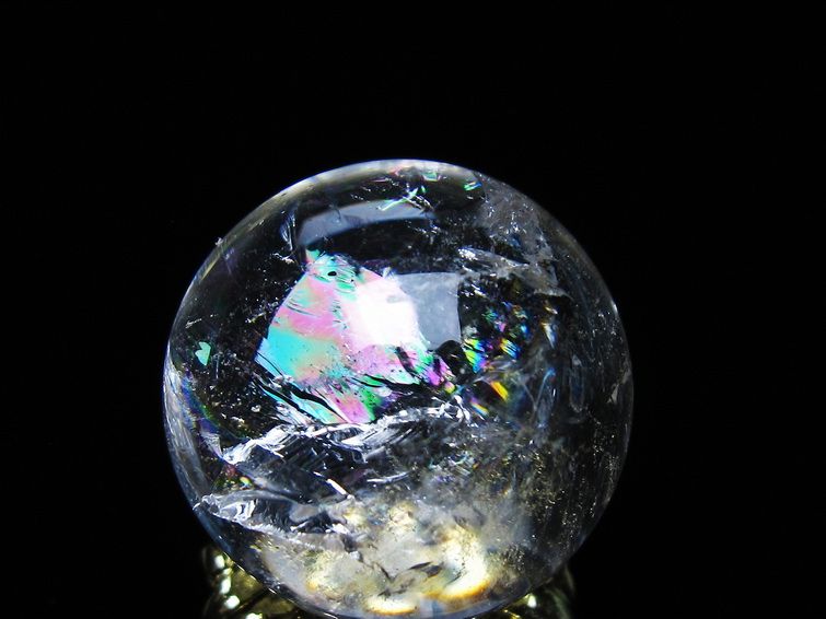 アイリスクォーツ 水晶 丸玉 虹入り 27mm 水晶玉 置物 スフィア 141-6940