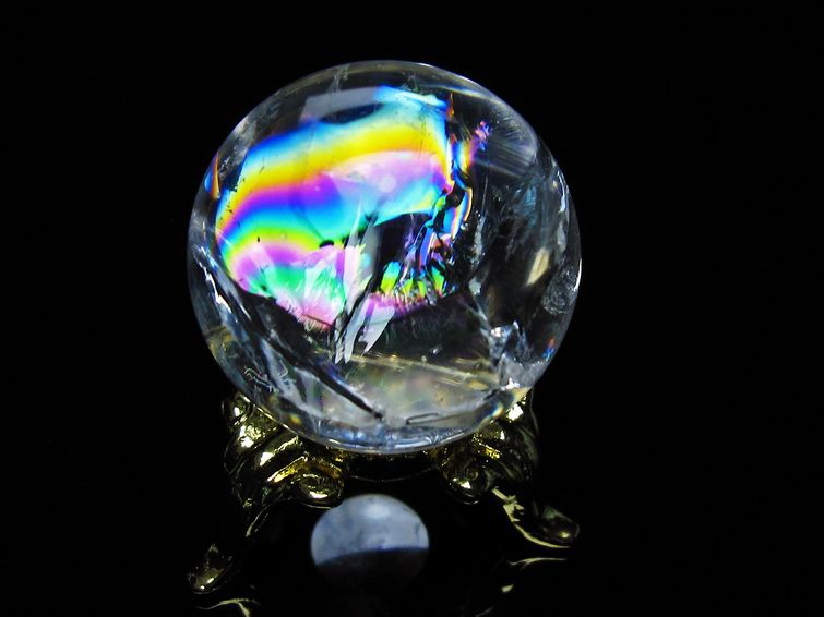 アイリスクォーツ 水晶 丸玉 虹入り 27mm 水晶玉 置物 スフィア 141-6941 [sold out]