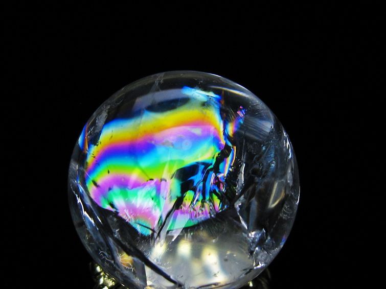アイリスクォーツ 水晶 丸玉 虹入り 27mm 水晶玉 置物 スフィア 141-6941 [sold out]