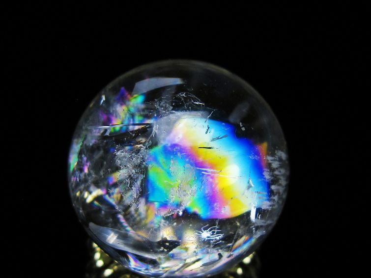 アイリスクォーツ 水晶 丸玉 虹入り 27mm 水晶玉 置物 スフィア 141-6941 [sold out]