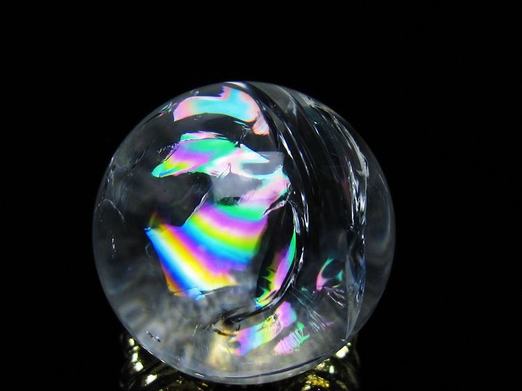 アイリスクォーツ 水晶 丸玉 虹入り 27mm 水晶玉 置物 スフィア 141-6942