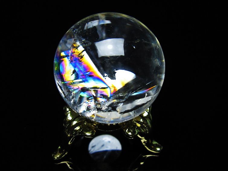 アイリスクォーツ 水晶 丸玉 虹入り 27mm 水晶玉 置物 スフィア 141-6943