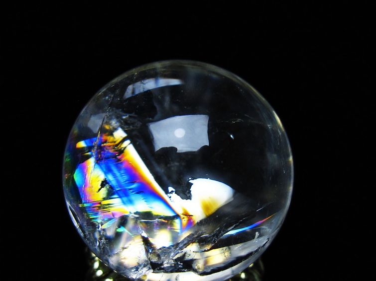 アイリスクォーツ 水晶 丸玉 虹入り 27mm 水晶玉 置物 スフィア 141-6943