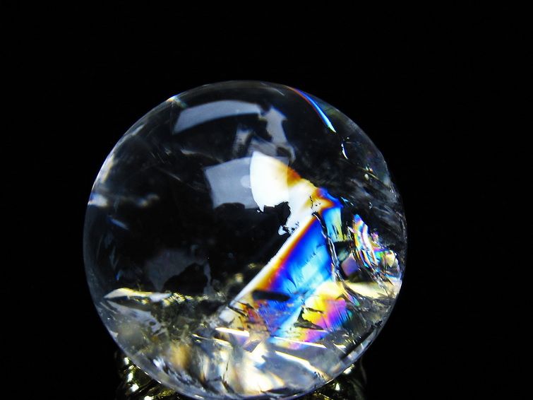 アイリスクォーツ 水晶 丸玉 虹入り 27mm 水晶玉 置物 スフィア 141-6943