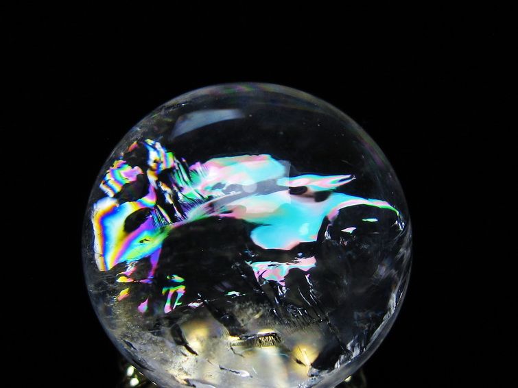 アイリスクォーツ 水晶 丸玉 虹入り 27mm 水晶玉 置物 スフィア 141-6945
