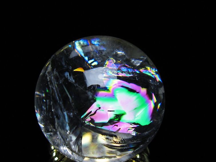 アイリスクォーツ 水晶 丸玉 虹入り 27mm 水晶玉 置物 スフィア 141-6946