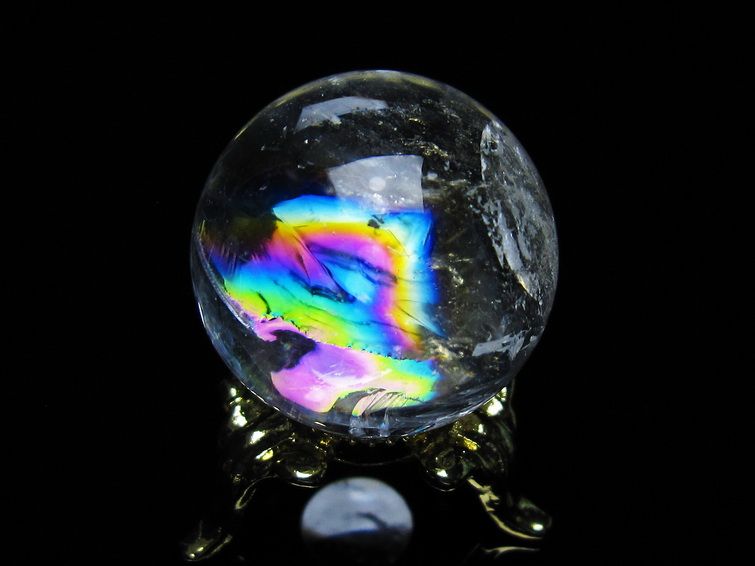 アイリスクォーツ 水晶 丸玉 虹入り 27mm 水晶玉 置物 スフィア 141-6947